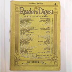 Vintage November 1936 Readers Digest Magazine